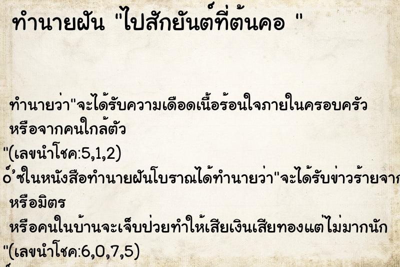 ทำนายฝันทำนายฝันไปสักยันต์ที่ต้นคอ